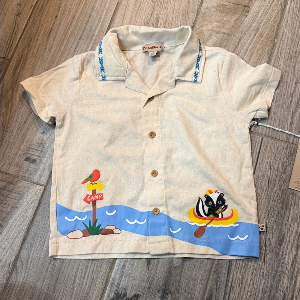 BEARPAW Toddler 2Pc Camp Lakeside Button Down Shirt‎ & Shorts Set NWT Outdoor